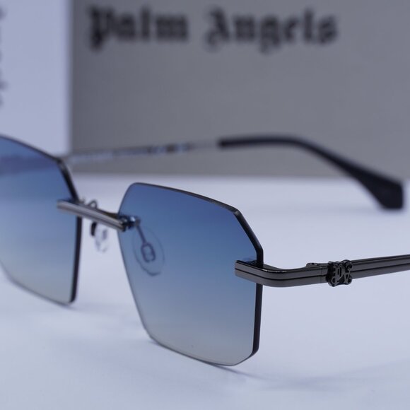 Palm Angels PERI10G QUARTZ 1007 Geometric Sunglasses - Gunmetal/Blue - Picture 4 of 11